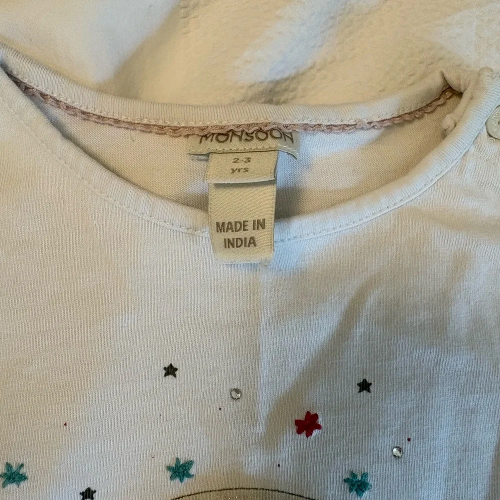Monsoon White Kids Long-Sleeve Shirt with Snow Globe Graphic